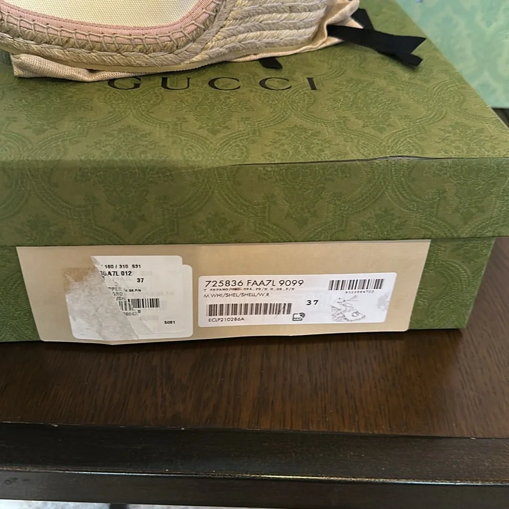 Gucci GG Logo Canvas Wedge Espadrilles